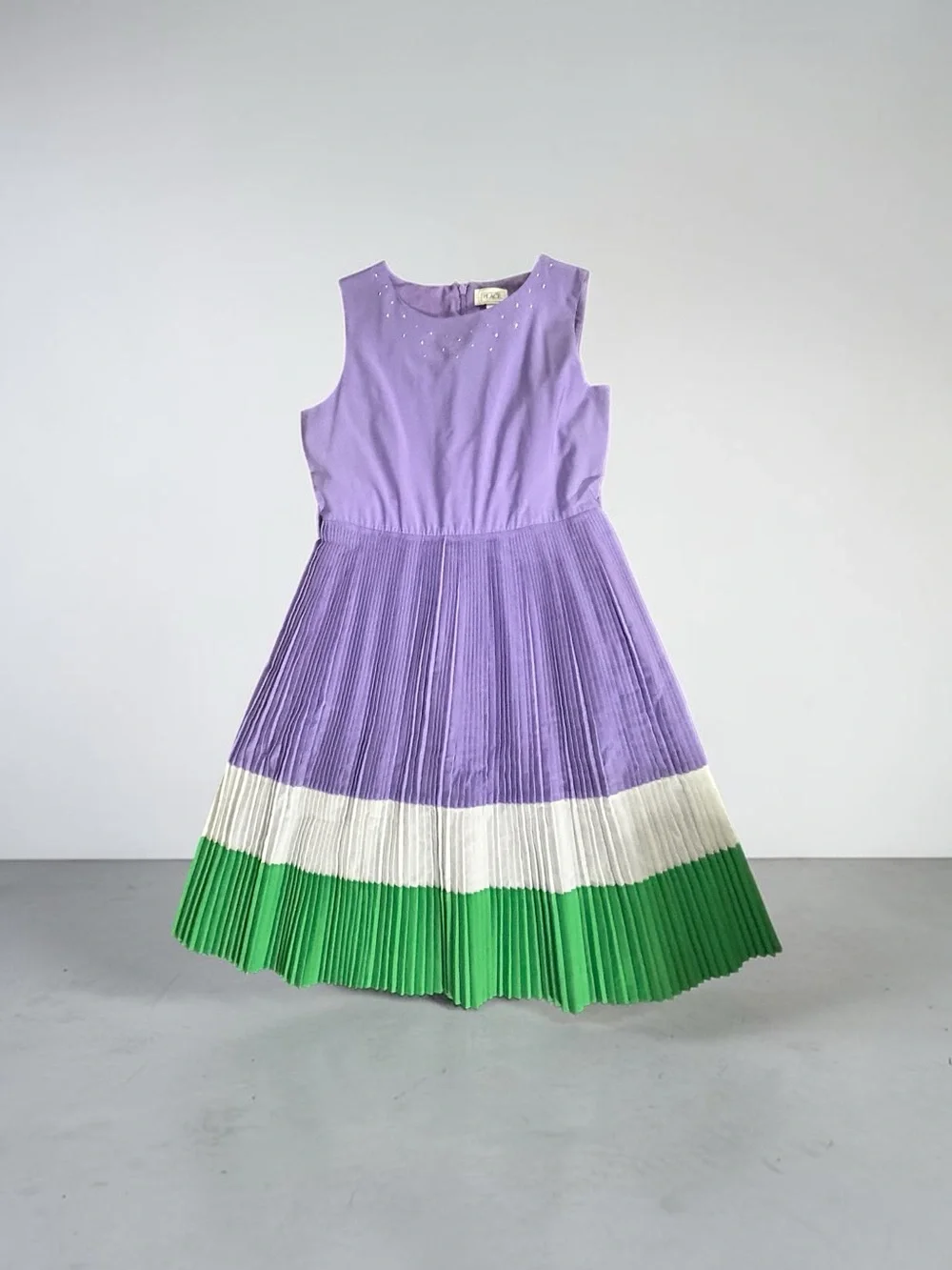 The Children's Place Purple, White & Green Pleated Party Dress